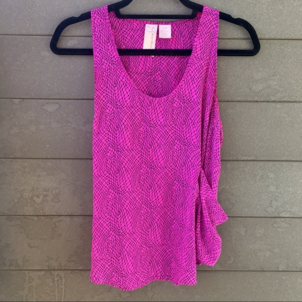 Gemma Flowy 100% Silk Magenta Pink Tank Top Small